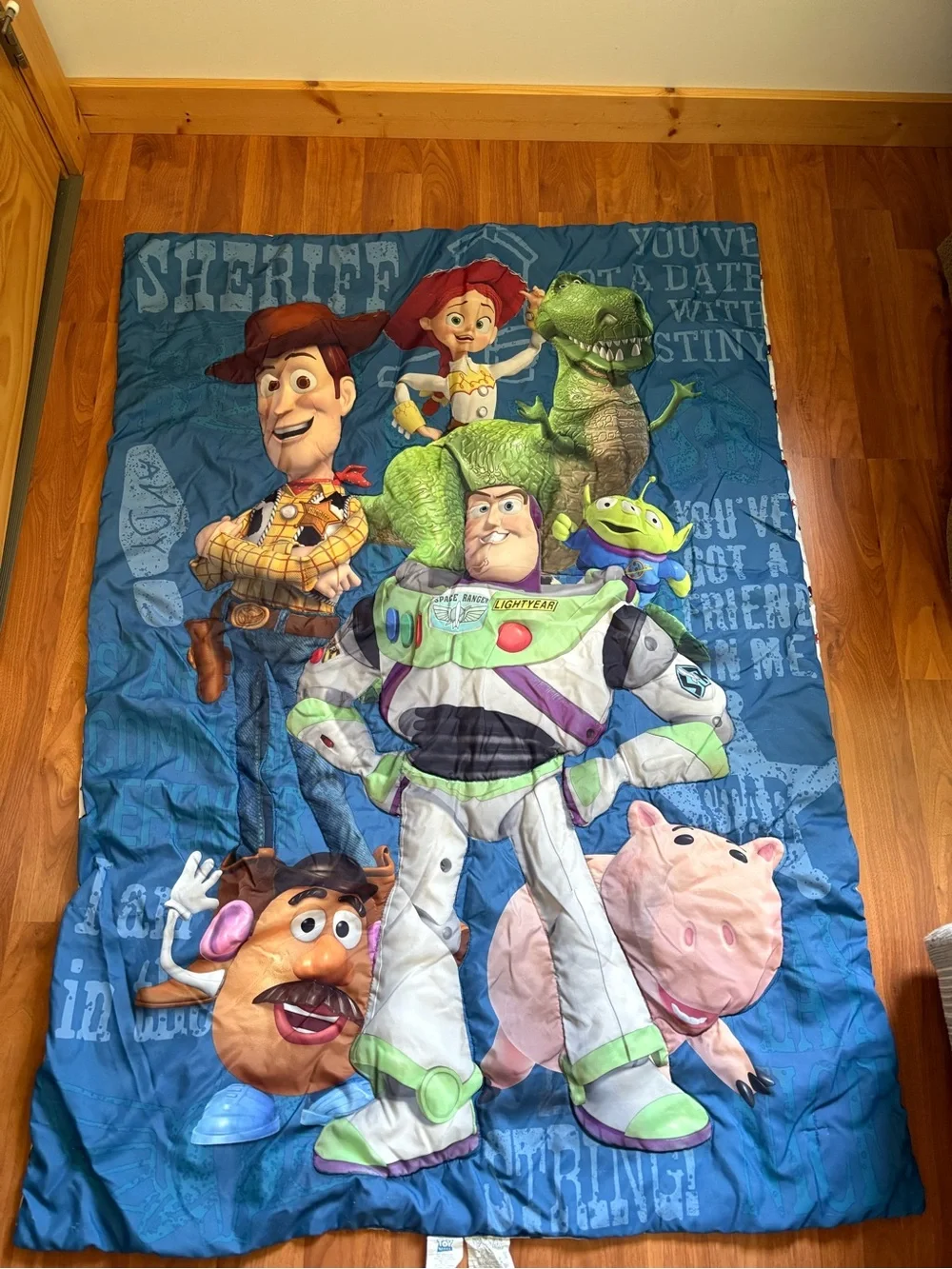 Disney Toy Story Blue Green Kids Blanket Featuring Buzz Lightyear & Friends